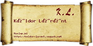 Káldor Lóránt névjegykártya